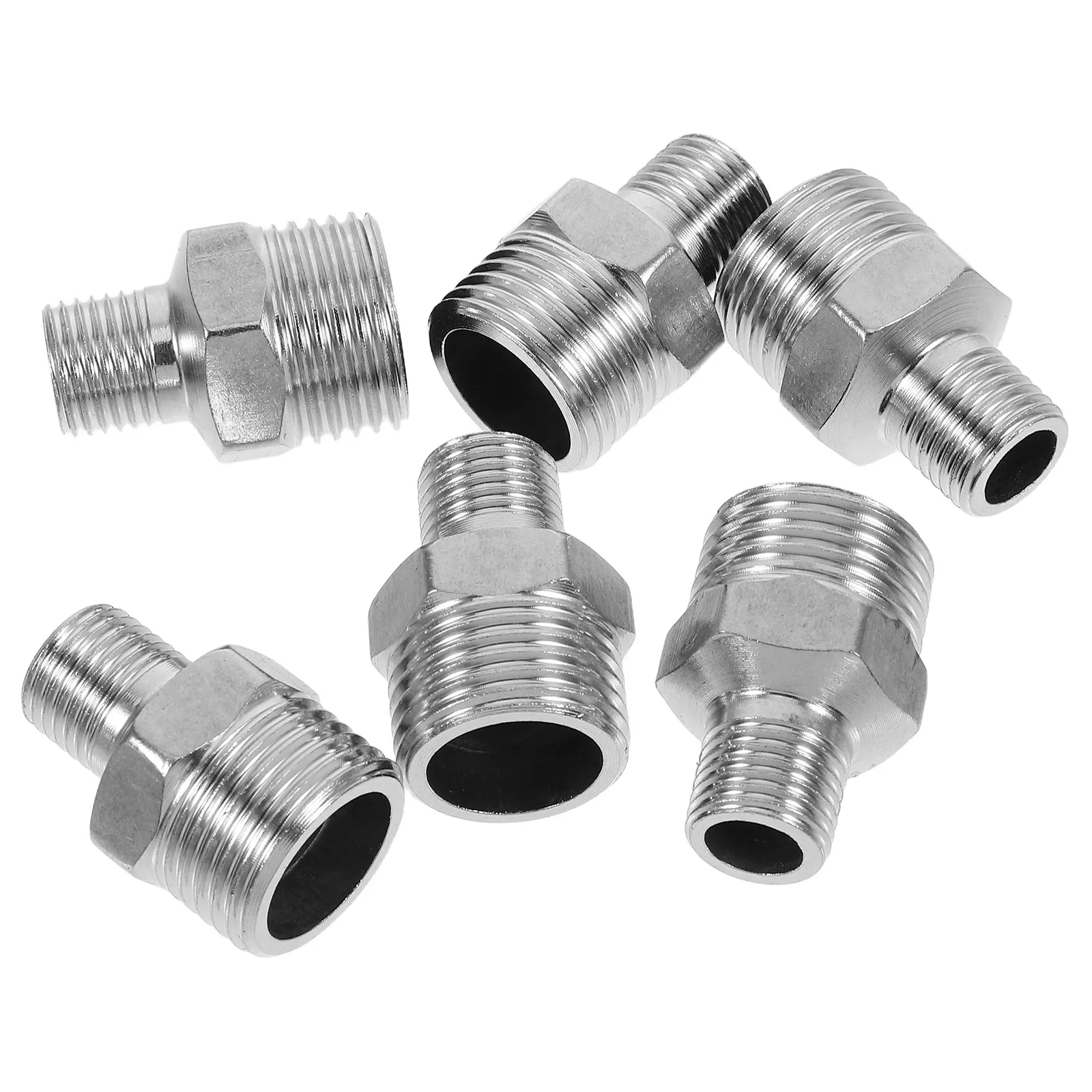 

6Pcs Thread Conversion Adapter Stainless Steel Precision External Thread Connector for Pipe Repair Garden Hose Industrial Use