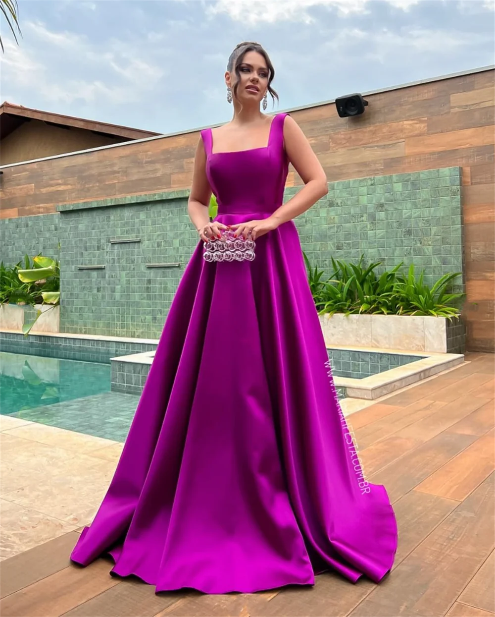 Annie Elegant Lady Wedding Dress Luxury Satin Purple Prom Dresses A-Shape Spaghetti Strap corsetto abiti da occasione su misura