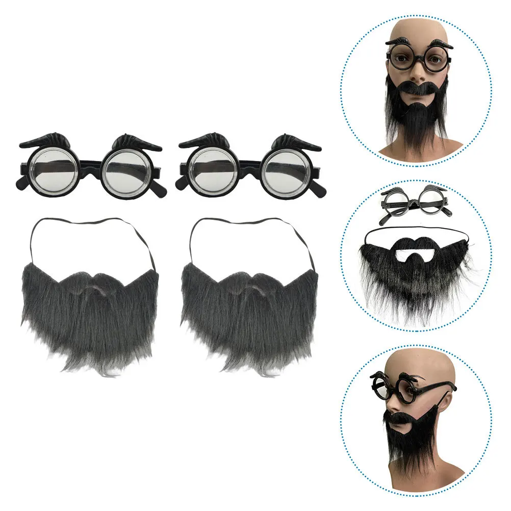 مجموعتان من نظارات اللحية المزيفة، أزياء تنكرية لتزيين الحفلات، ملحقات ممتعة لمسرح عيد الميلاد والهالوين #5
