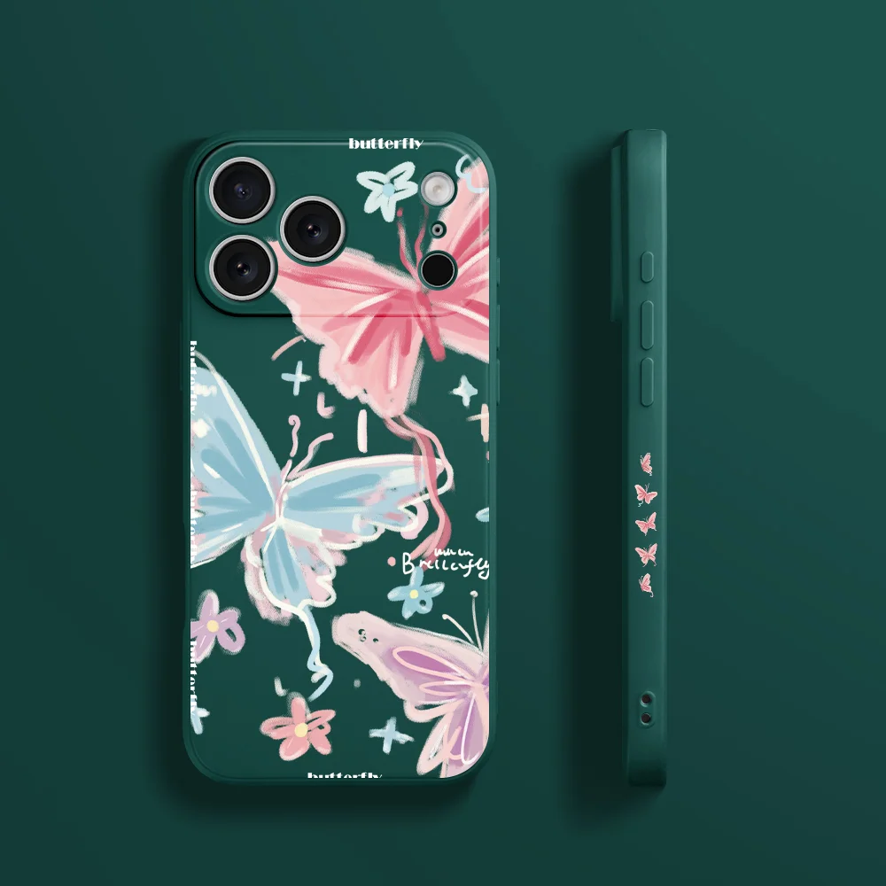 حالمة فراشة قضية الهاتف آيفون 17 ProMax 17 الهواء 16 15 14 13 12 11 برو ماكس XS Max7 8 زائد 16e 16 زائد غطاء من البولي يوريثان Coque