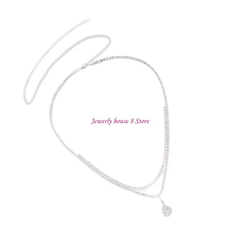 Modna dwużyłowa biżuteria do ciała Miedziany łańcuszek na talię z wzorem kropli wody