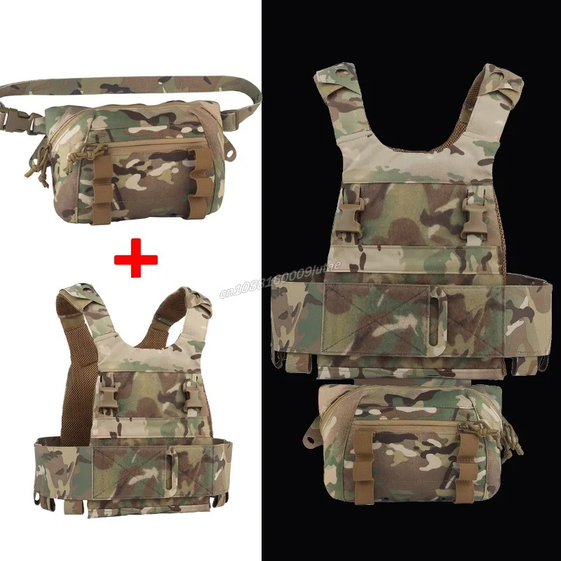

Tactical Brunch Box Waist Bag with FCPC Plate Carrier Set Drop/Dump Pouch Airsoft Molle Accessories Adjustable EDC Fanny Pack