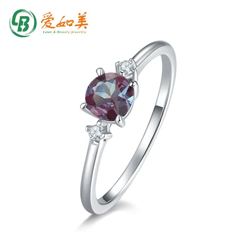 

18K Gold PT950 Platinum Silver Plated 7-layer Gold Fashion Alexander Color Changing Stone Ring for Women's Geometry