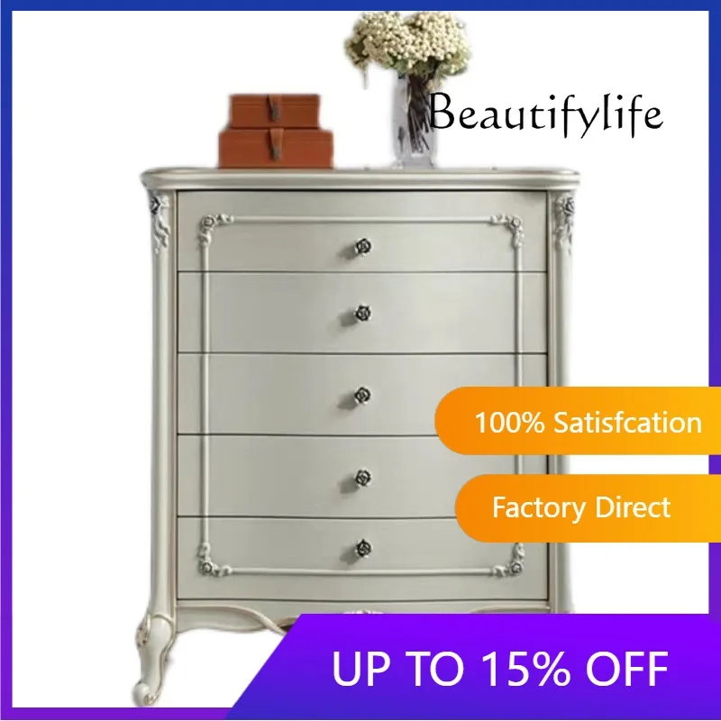

Европейский комод из массива дерева, мебель для спальни, тумба, резной современный простой шкаф для хранения X