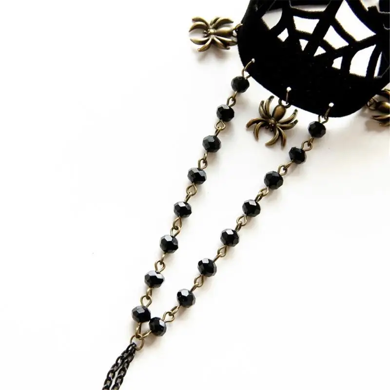 

39BB Gothic Finger Bracelet Black Spiders Bracelet Adjustable Bracelet Witch Bracelet