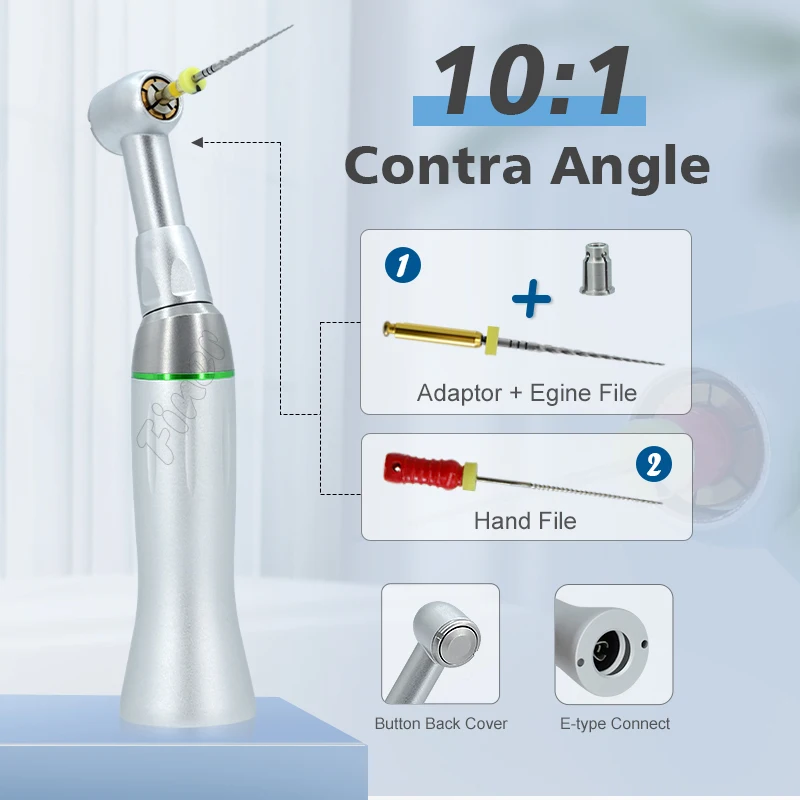 Dental Endo Motor 10:1 Speed Reduction Reciprocating Push Button Contra Angle Handpiece for Hand File Endo Treatment