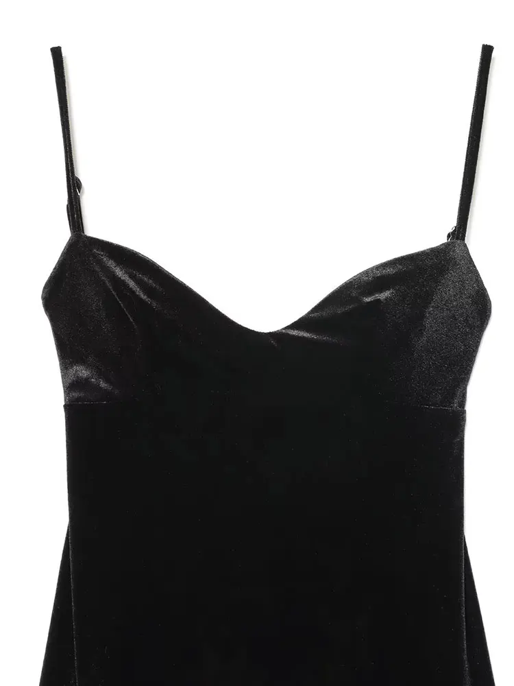 فستان حفلات نسائي أنيق من NLZGMSJ موضة ربيع 2026 مُزين بالدانتيل بدون أكمام بدون ظهر ورقبة مستقيمة فستان طويل ميدي مخملي نحيف