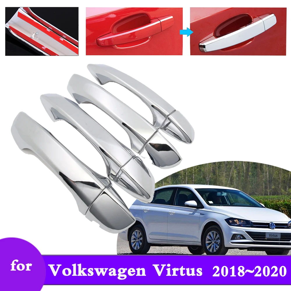 

Автомобильная хромированная смарт-крышка дверной ручки для Volkswagen VW Virtus 2018 2019 2020, аксессуары, защитная пленка, Стильные наклейки, отделка