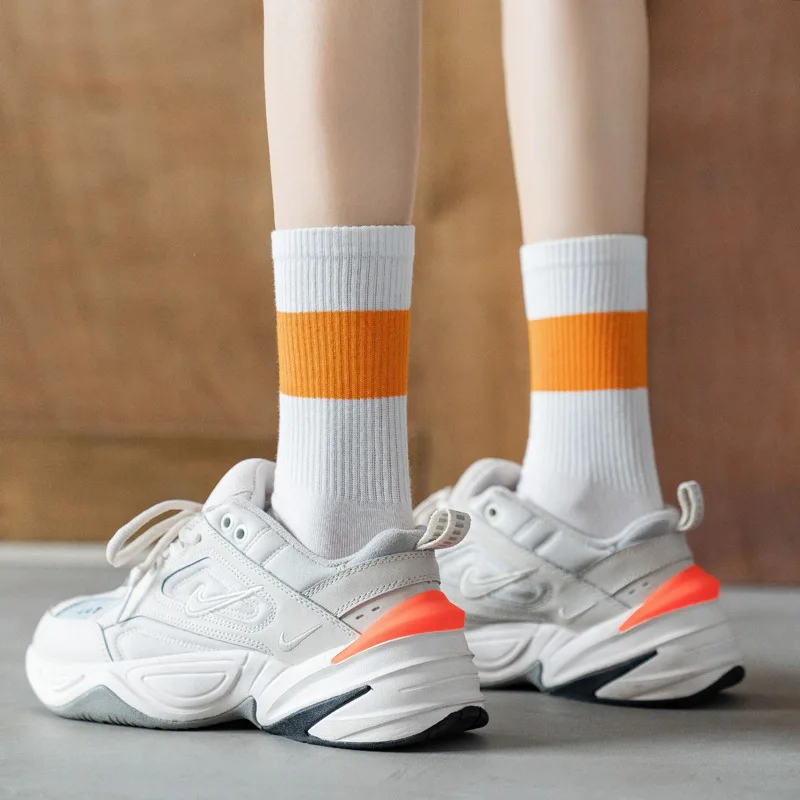 Socks White Fashion Striped Short Socks for Woman Harajuku Hip Hop Skateboard Crew Socks Cotton Casual Mujer Cute Women Sock Sox