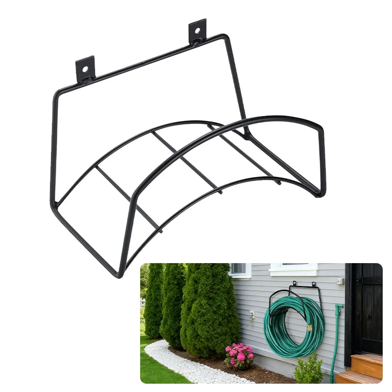 Enrouleur de tuyau d'eau mural de jardin, support de stockage de tuyau d'eau amovible en fer forgé, support de stockage de tuyau mural de jardin