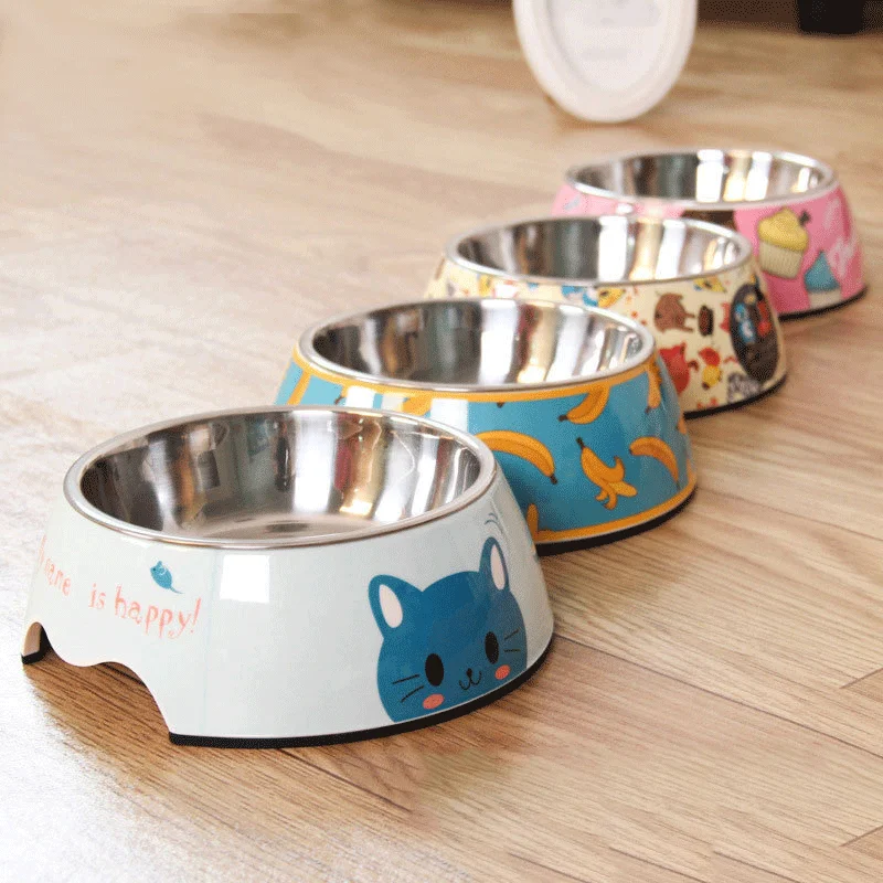 Wholesale Eco-friendly Multi-size Round Stainless Steel Feed Pet Cat Dog Water Food Feeder Bowl Non-slip Base Pet Food Bowl