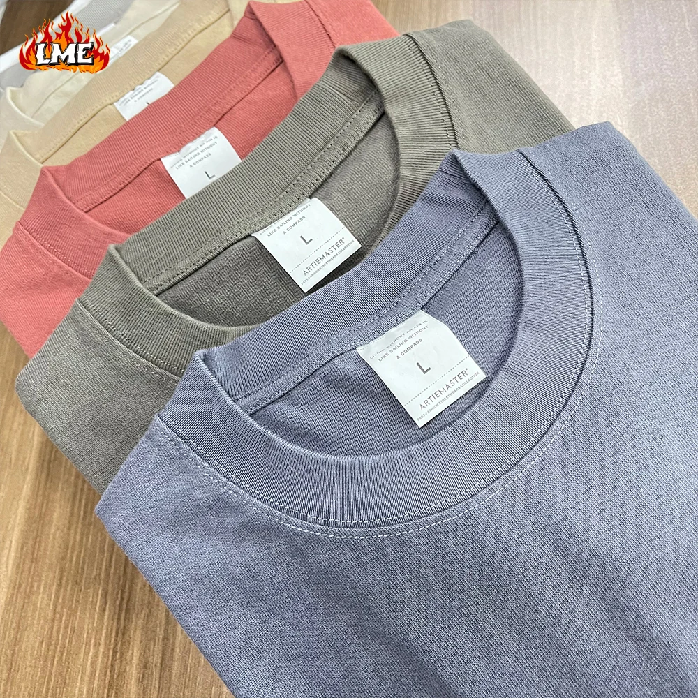 

LME Wholesale Vintage Acid Wash Heavyweight 310GSM Cotton Oversized Custom DTG Printed Plain Blank Oversized T Shirt For Men