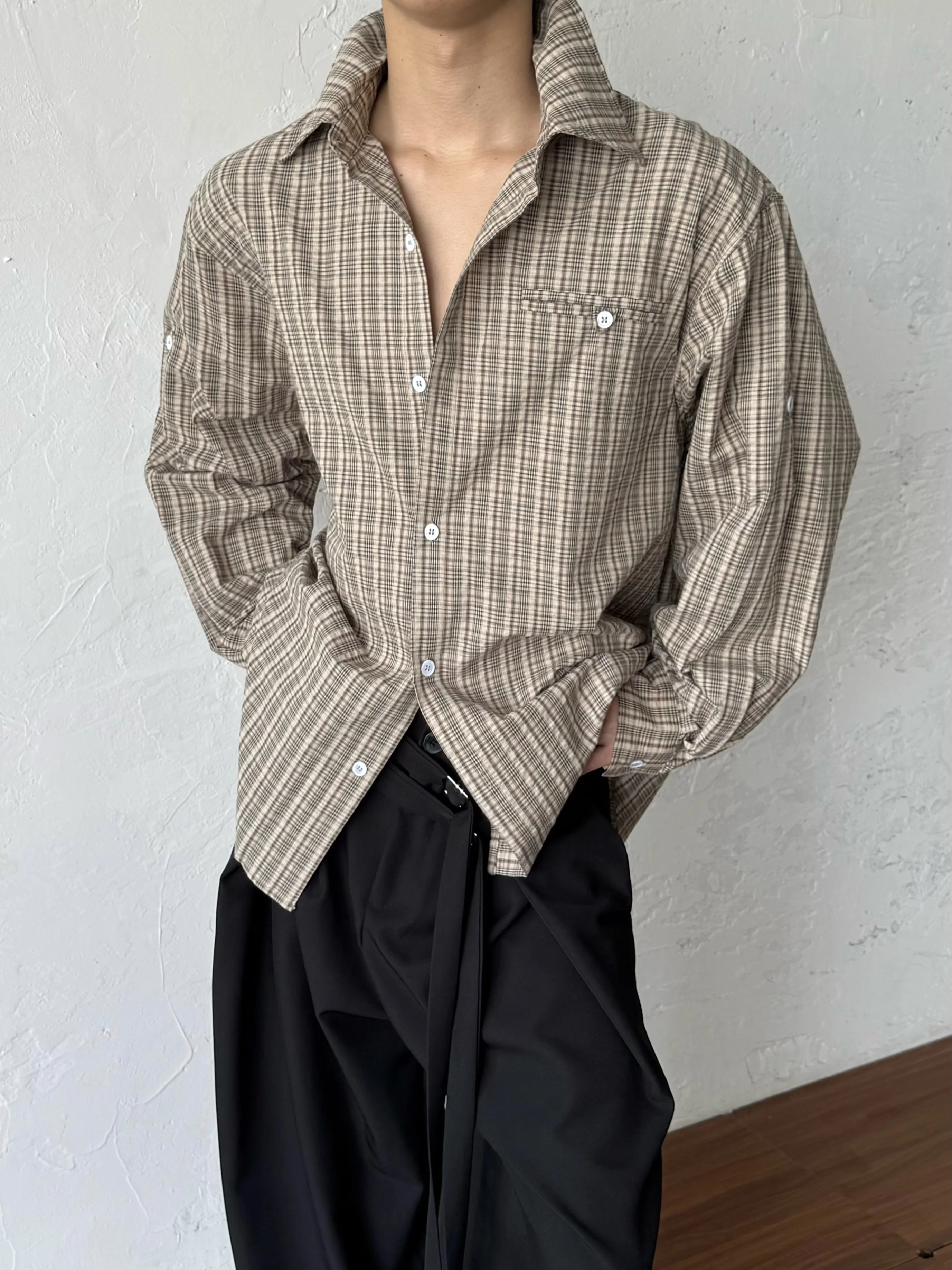 Loose Casual Plaid Shirt Collar Stand Contrast Color Men's Women's Spring Autumn Winter Fashionable Comfortable Anti-Wrinkle ...