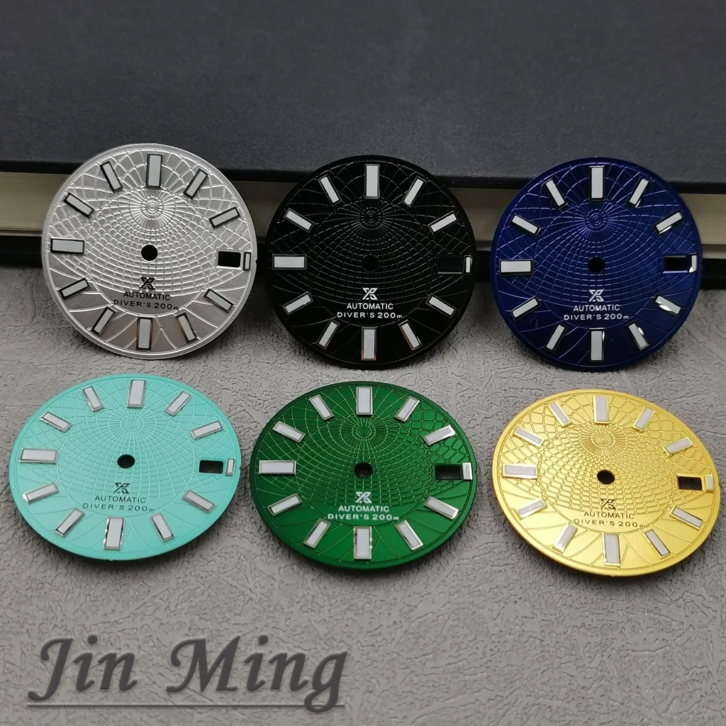 

Высокое качество 28,5 мм, серебро, золото, черный, синий, окошко даты, зеленый светящийся асептический циферблат, подходит для NH35/NH36/4R/7S, автоматический механизм