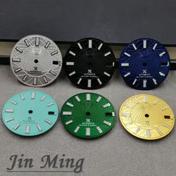 High Quality 28.5mm Silver Gold Black Blue Date Window Green Luminous Aseptic Dial Fit NH35 /NH36/4R/7S Automatic Movement