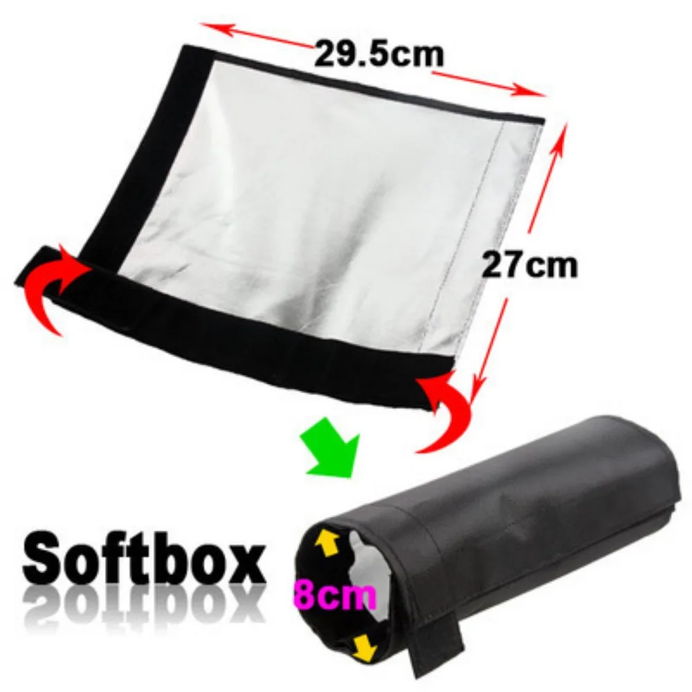 2-in-1 Universal Flash Reflector Snoot Softbox with Velcro Premium No Color Temperature Shift Modifier for Camera Speedlite