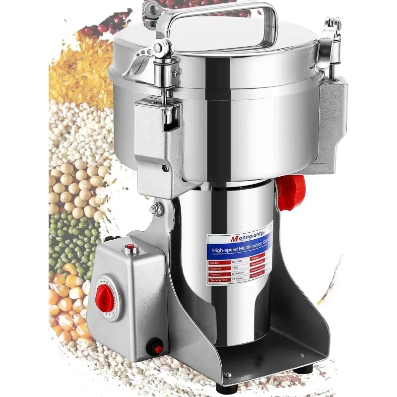 Moongiantgo 2000g Grain Mill Grinder Commercial Spice Grinder 3000W Stainless Steel Electric Pulverizer Dry Grinding Machine