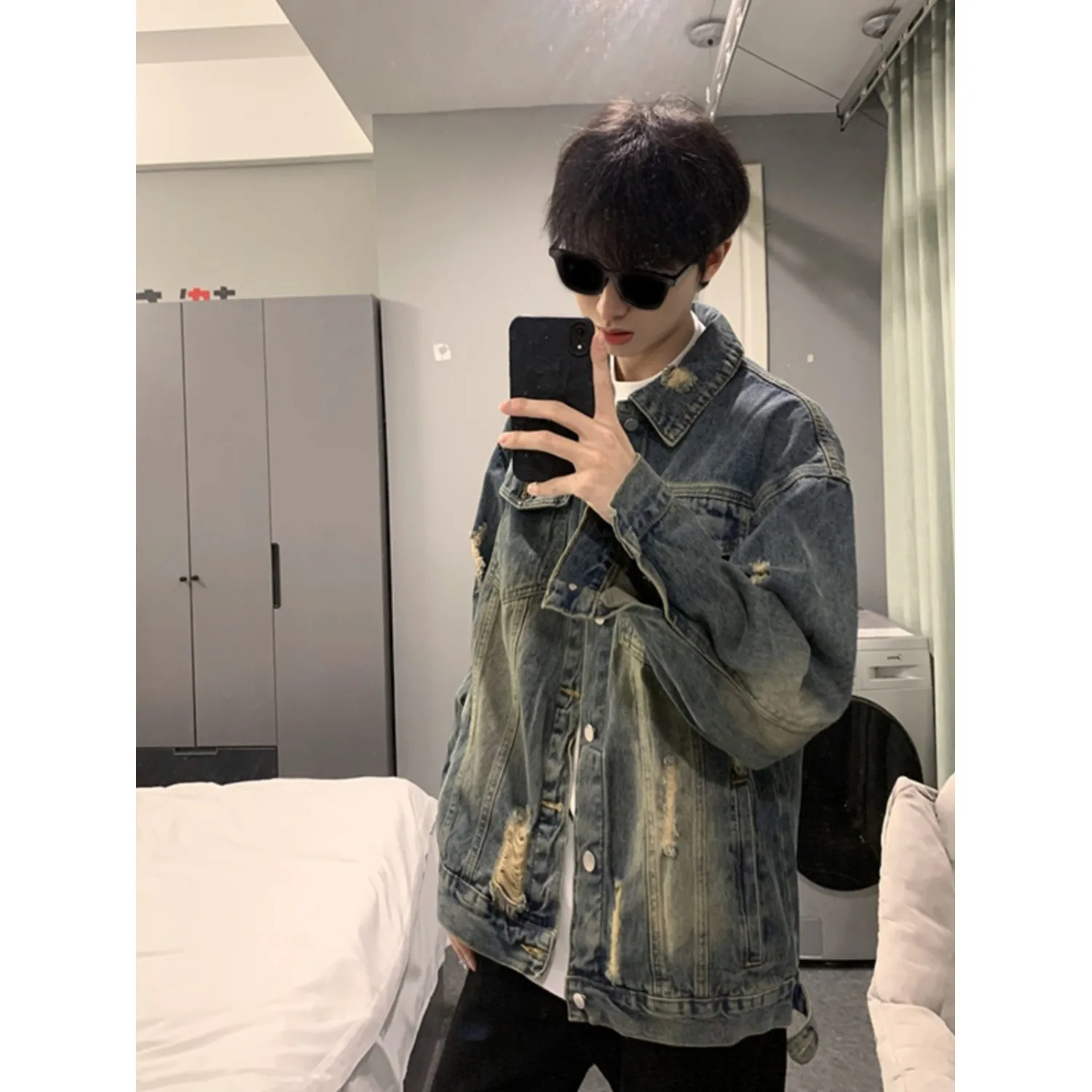 Loose Fit Men's Jacket Autumn Winter plus Size 250 Pounds Hong Kong Style Harajuku Korean Version Trendy Streetwear Coat