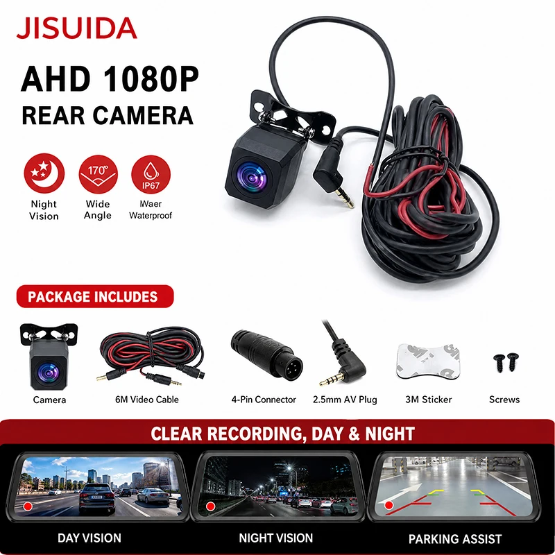 Four Pin AHD 1080P Rear View Camera Dashcam HD Night Vision Water Dust Resistant Streaming Media