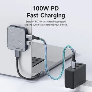 Hub USB C Magnetik Hagibis Stasiun Dok Adaptor Multiport Tipe-C 4K HDMI 100W PD untuk Macbook iPhone 16/15 Pro Thunderbolt 4 10 pusat penjualan terbaik thunderbolt 4 - №
