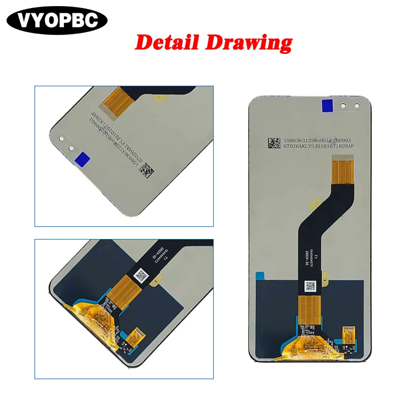 Original LCD Display With Frame For Infinix Note 8 Panel Digitizer Assembly Repair Replacement Parts X692 Touch Screen