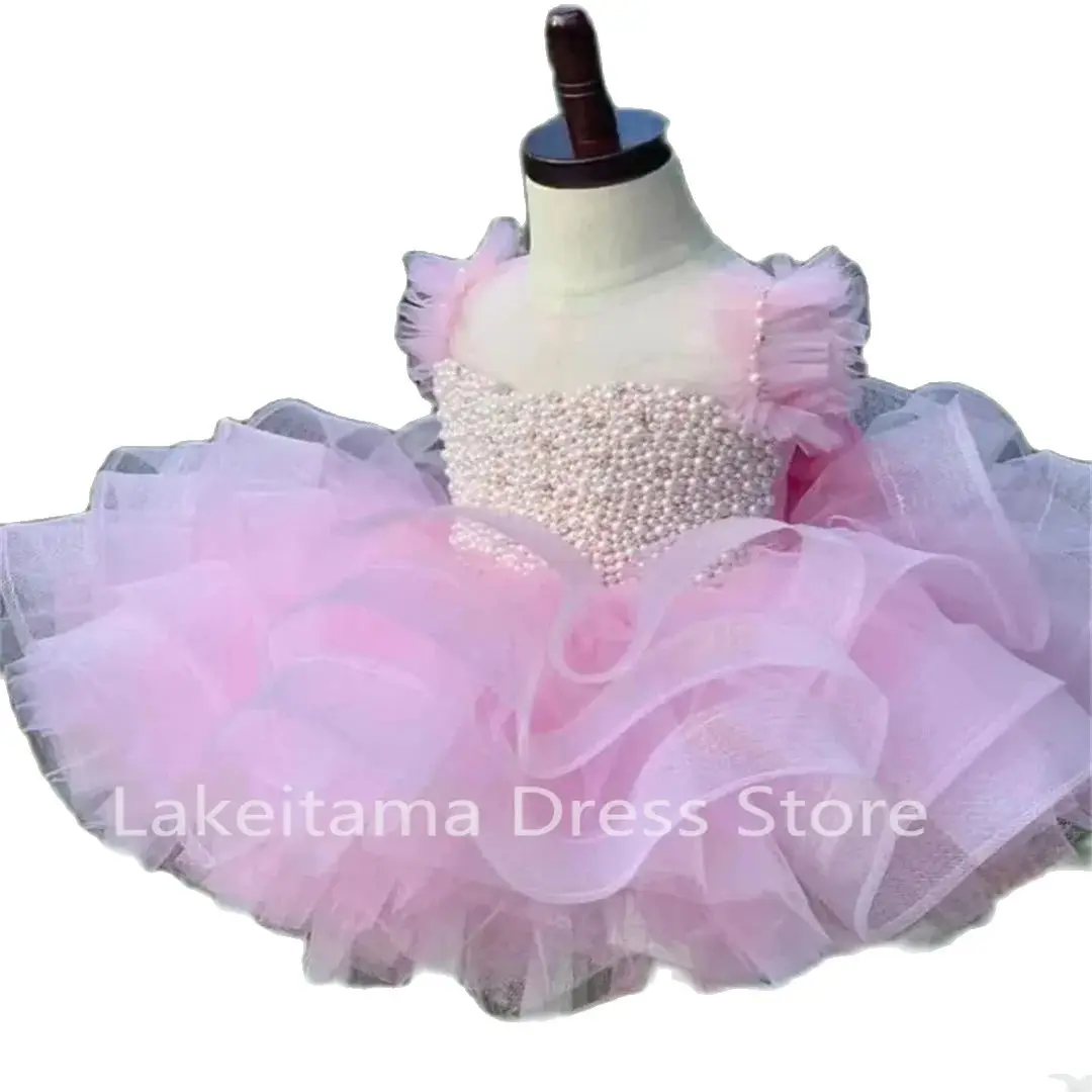 フラワーガールドレス 長袖 ホワイト アイボリー ハイネック 結婚式のゲスト用 子供 ブライドメイドドレス レース サテン 初聖体