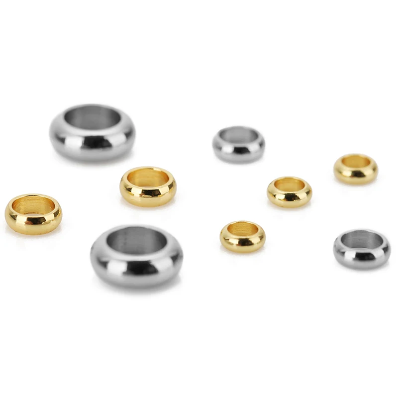 50/100 قطعة الذهب الفولاذ المقاوم للصدأ فاصل فضفاض الخرز ثقب حجم 2/3/4/5/6mmStopper Rondelle حبة DIY بها بنفسك صنع المجوهرات النتائج