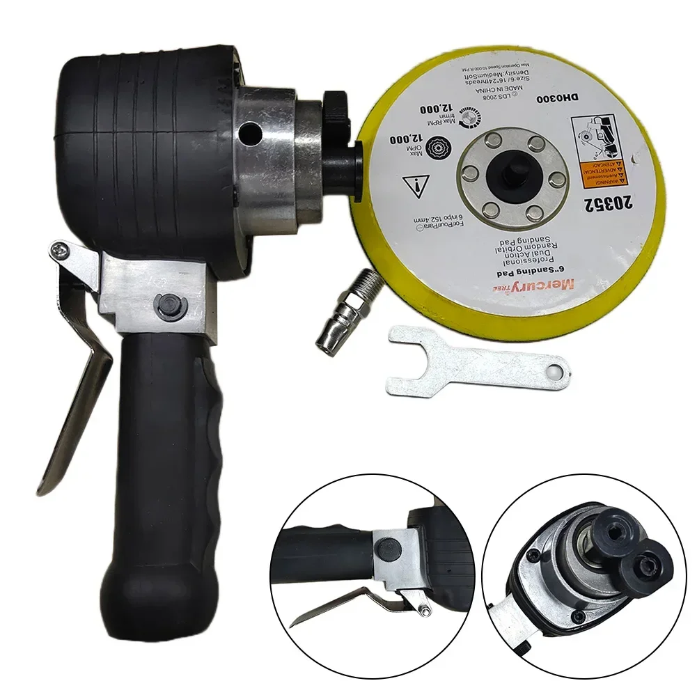 Smerigliatrice pneumatica lucidatrice da 6 pollici 340L/MIN consumo d'aria disco per lucidatura da 6 pollici filettatura per disco abrasivo da 8MM dettagli automobilistici