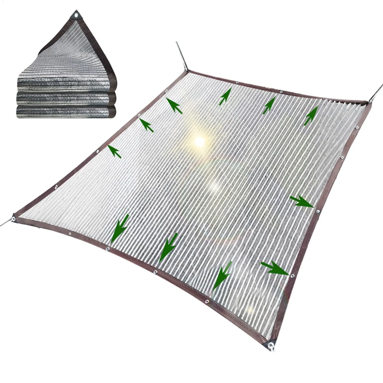 Garden Shade Canopy Shade Tarp Aluminum Foil Reflective Silver UV Protection Tarp Waterproof Rain Cover Uv Block Tarp Large Tarp