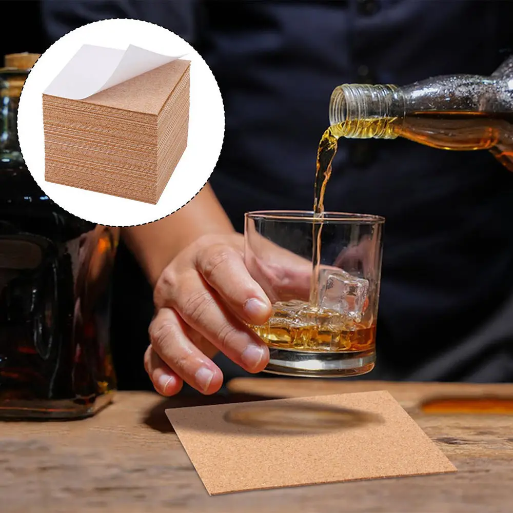 Adhesive Backing Cork Sheet A4 Size DIY Coaster Mat Thermal Insulation Board Nature Wood Wall Sticker Craft Pad