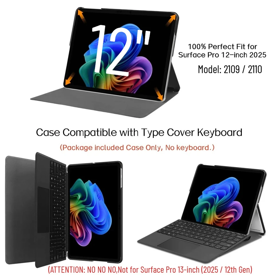 Flip Cover for Microsoft Surface Pro 12-inch 2025 Case Fold Stand