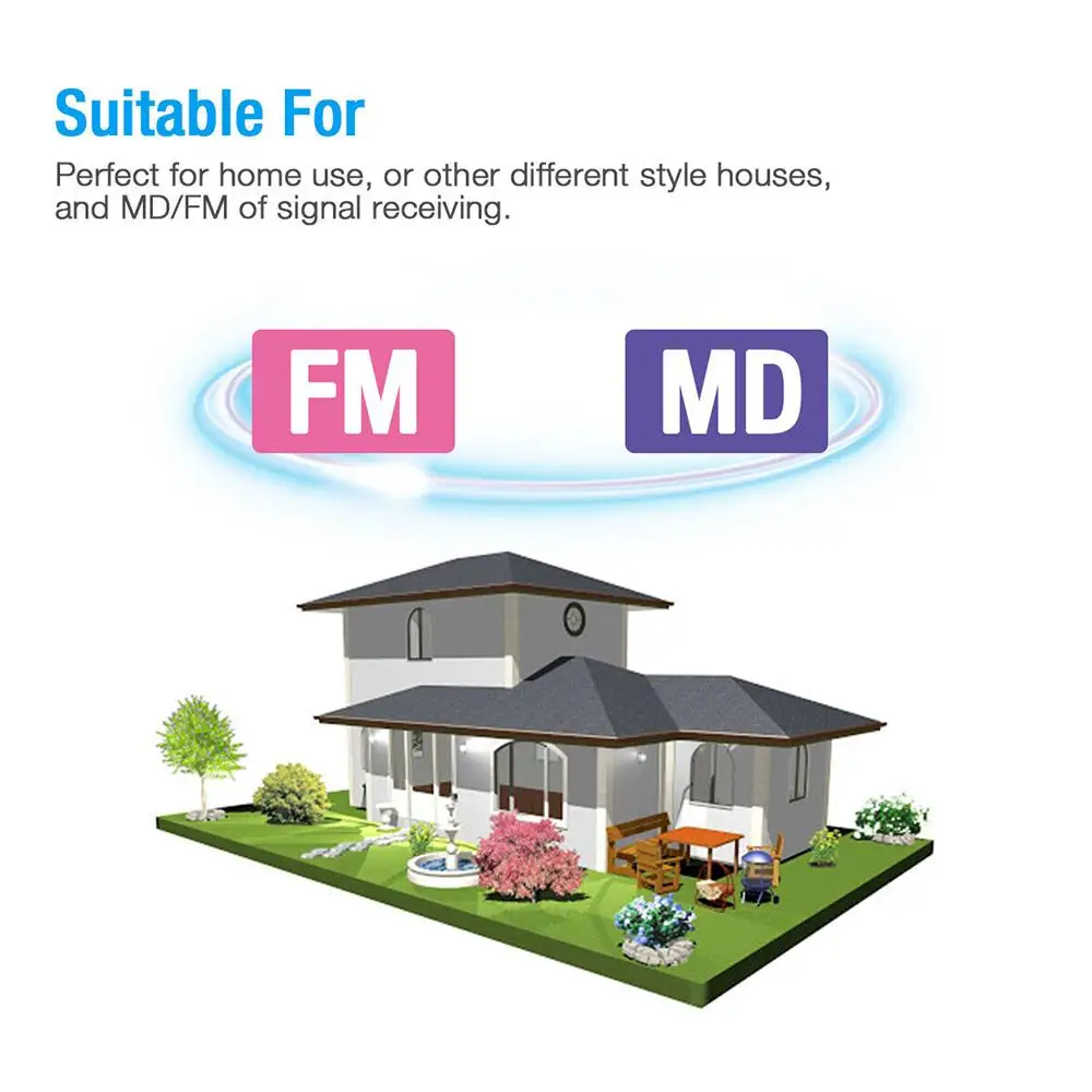 Antenne de radio domestique transparente, antenne de tête parallèle à boucle haute, transmission FM, double qualité, mâle, H2Inter, AM