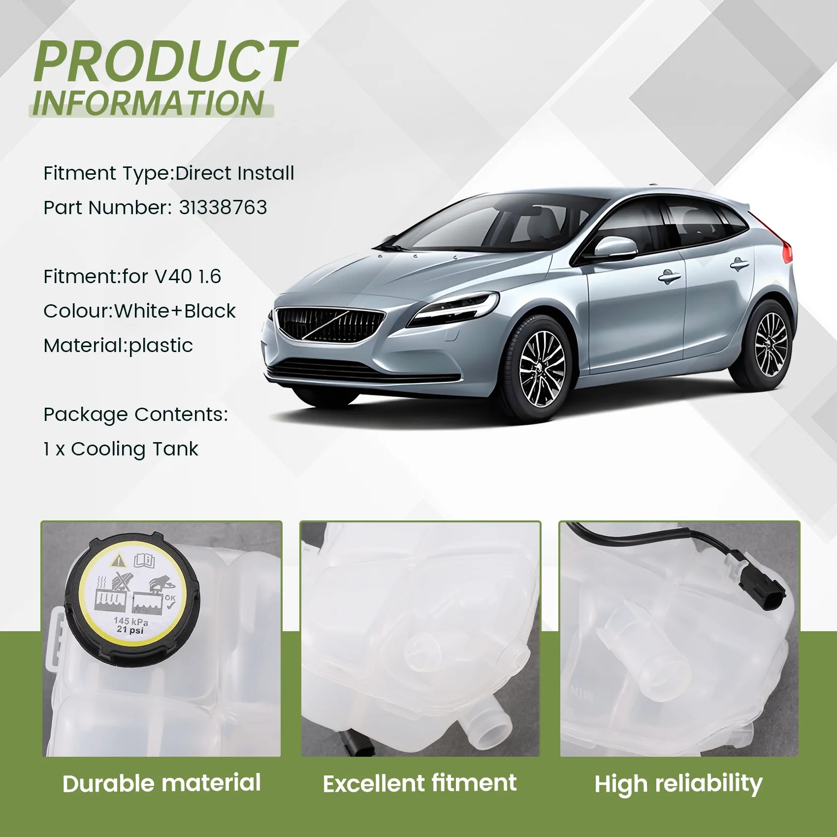 

Car Coolant Water Radiator Bottle Cooling Tank Reservoir For Volvo V40 1.6T 31338763