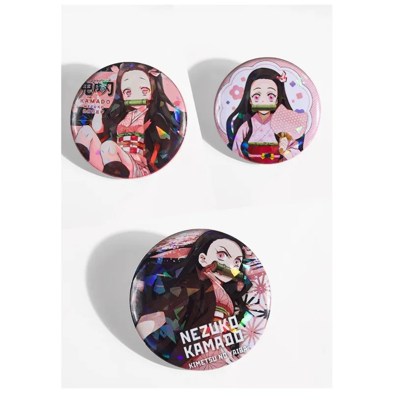 

Demon Slayer Laser Brooch Kamado Nezuko Anime Action Figure Q Figural Clothing Backpack Pin Decoration Cute Girl Christmas Gifts