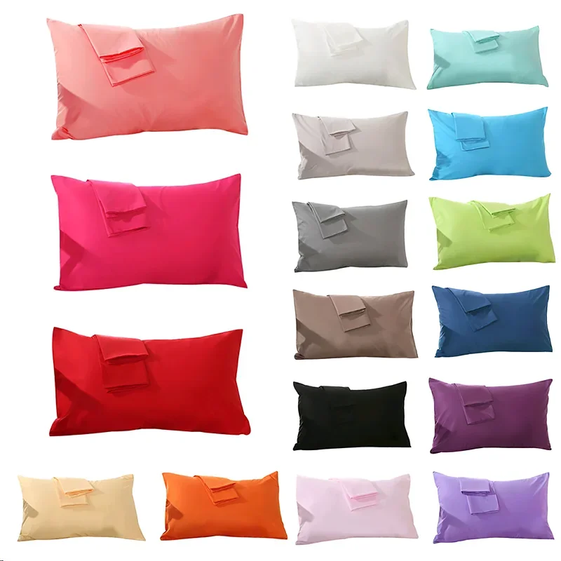 1 Pair Cotton Pillowcases Solid Color Standard Pillow Case Bedding Bedroom Pillow Cover 40x60cm/50x70cm/50x90cm Free Shipping