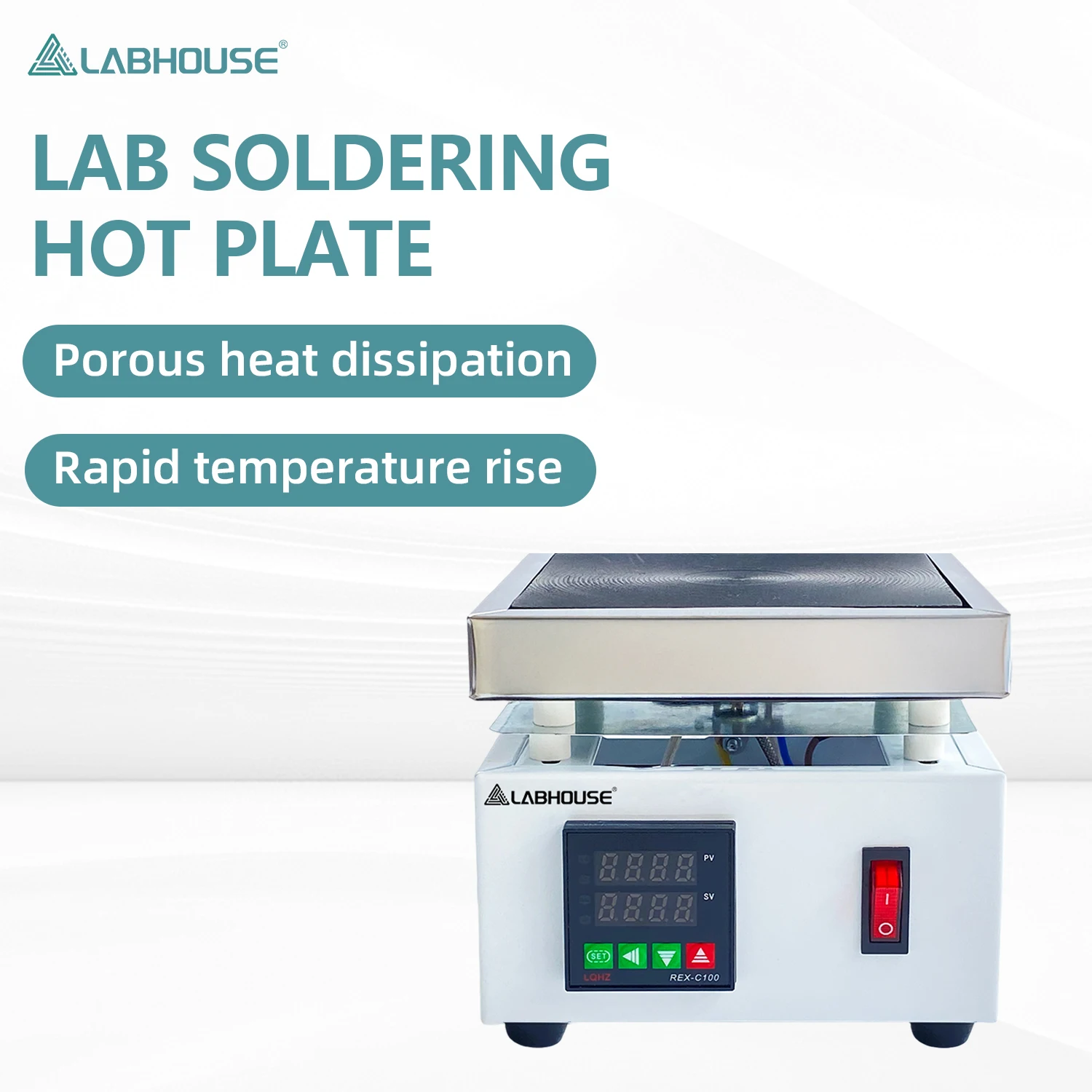 LABHOUSE SHP-1 Digital Lab Hot Plate, 4.7x4.7in, Electric Heater, 110V Cast Iron Metal Plate, Temp Control ±1°C, Single Station, for Lab Glassware Heating