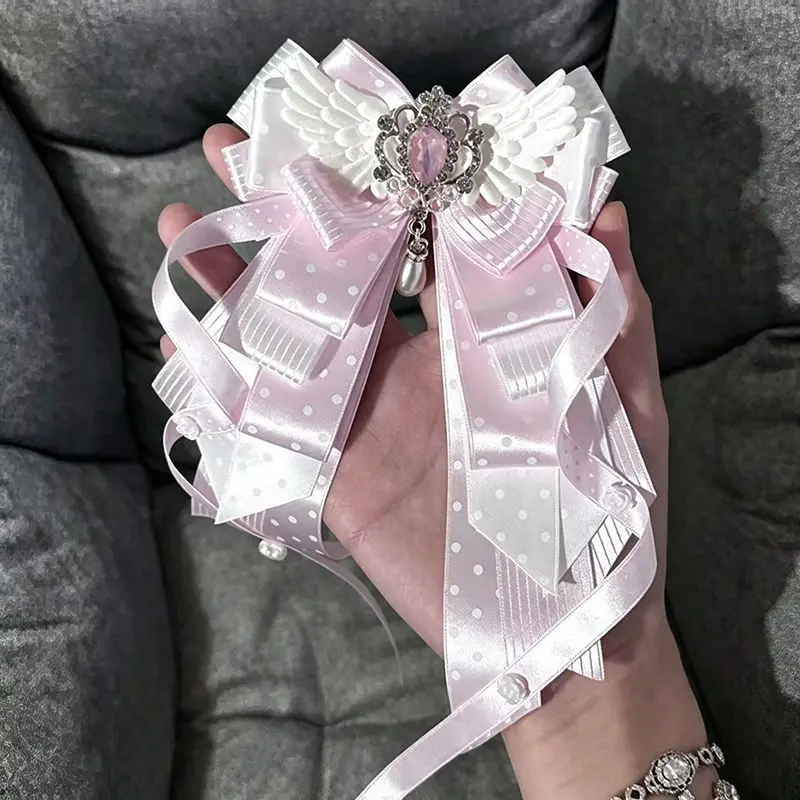 Fantasy Angel Wings Rhinestone Polka Dot Concert Support Stick Pendant Daily Women's Dress Lolita Tie Bowknot Handmade Accessory