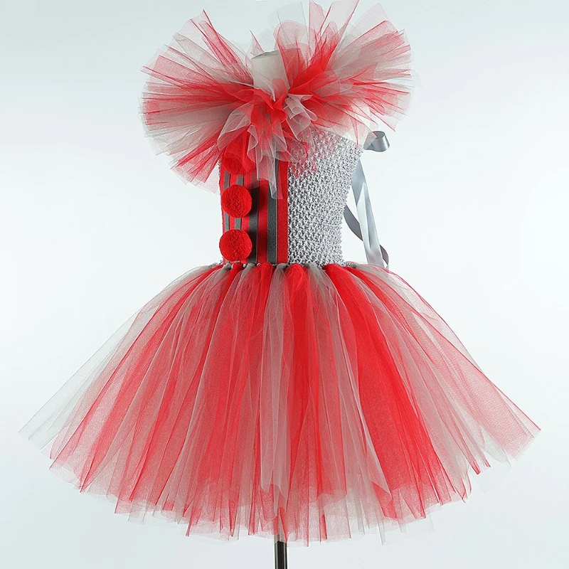 Girls for Scary Killer Clown Costume Halloween Tutu Dress Outfit Creepy Joker Costumes Toddler Kids Carnival Party Tulle Dresses