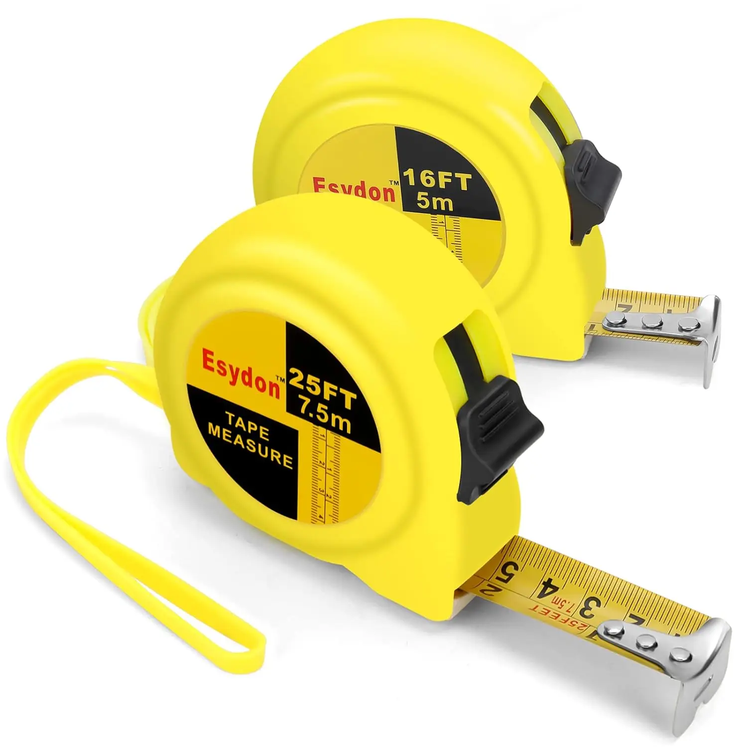 2-Pack Extendable Self-Locking Tape Measure, 25ft & 16ft, Easy Read Imperial/Metric Scale for Home and Professional Use