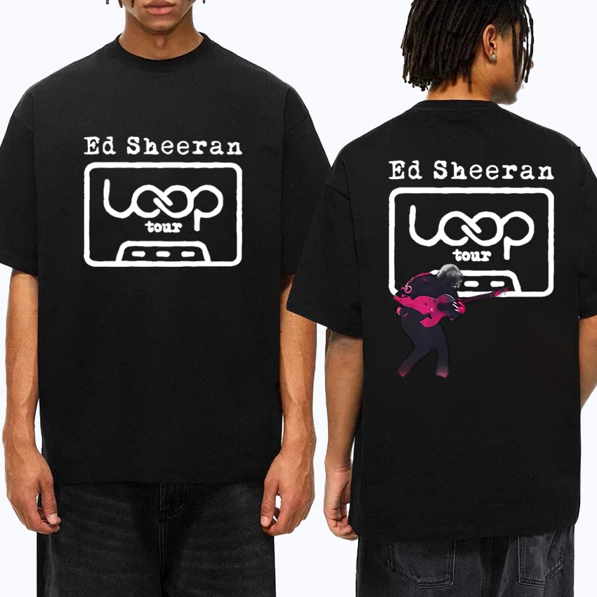 

Hot Singer Ed Sheeran LOOP Tour 2025 Double Sided Graphic short sleeve T-shirts Unisex fashion T shirt Men Women 100% Cotton Top