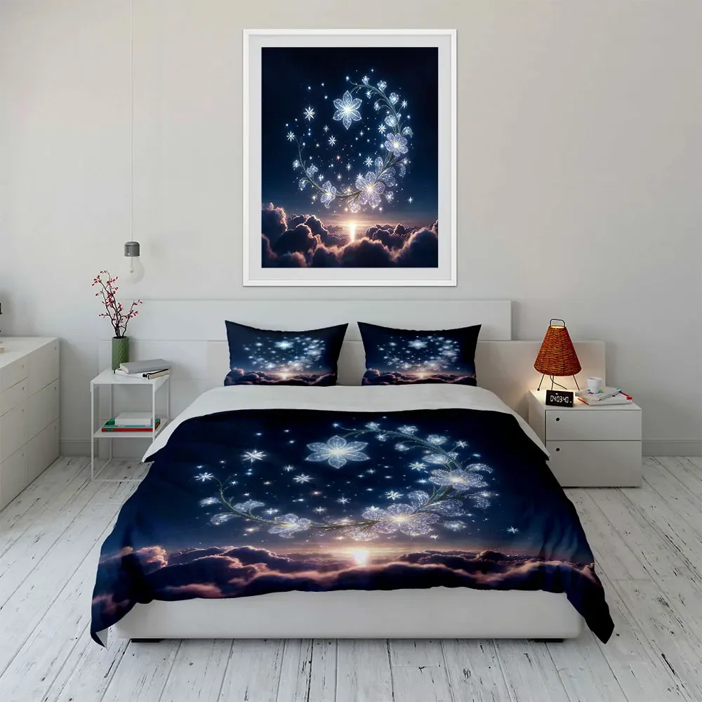 “Crystal Floral Decor Set - Home” Soft Comfortable Duvet Cover Bedding Set Included 1*Duvet Cover & 2*Pillowcases, gift