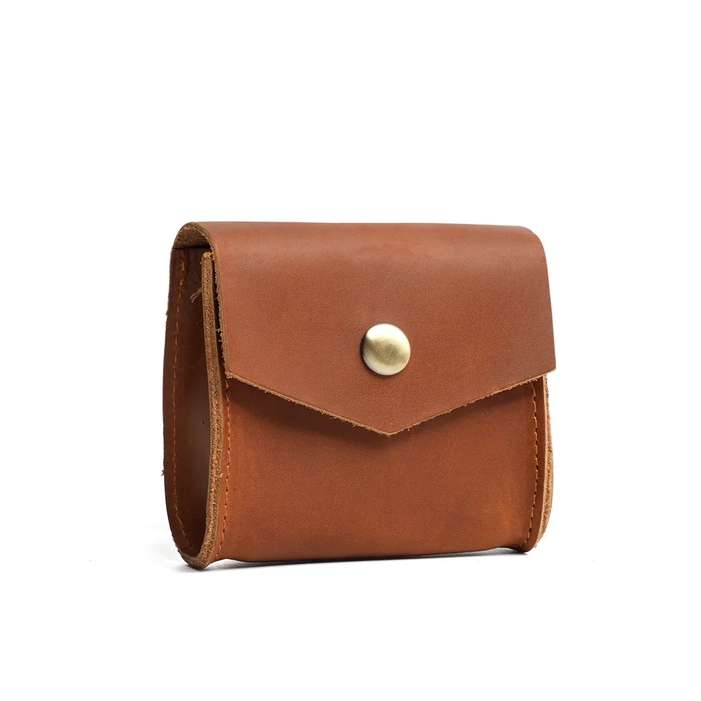 1144 Unisex black genuine leather coin purse, retro casual small coin purse, top layer cowhide small wallet