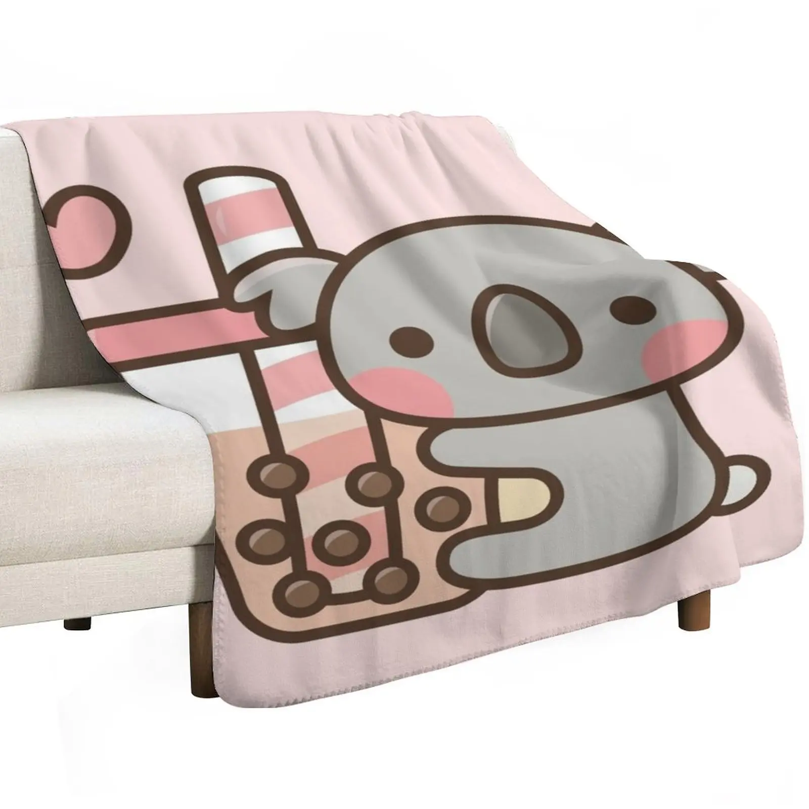 Cute Koala Bear And Bubble Tea Throw Blanket Soft Beds Decorative Sofa Blankets For Sofas Hairys Bed linens Sofas Blankets