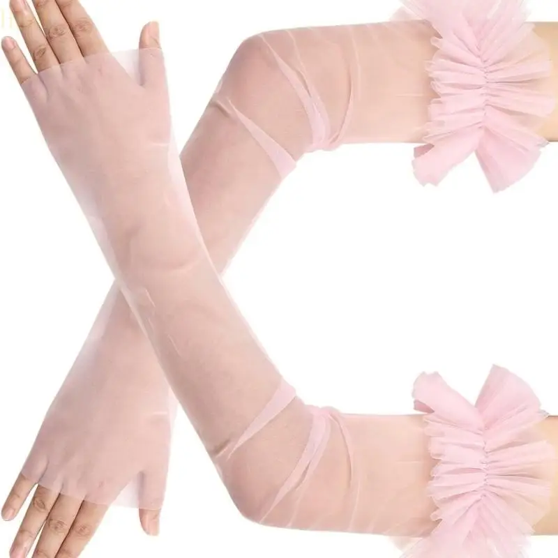 HX6F Сетчатые свадебные перчатки длинный