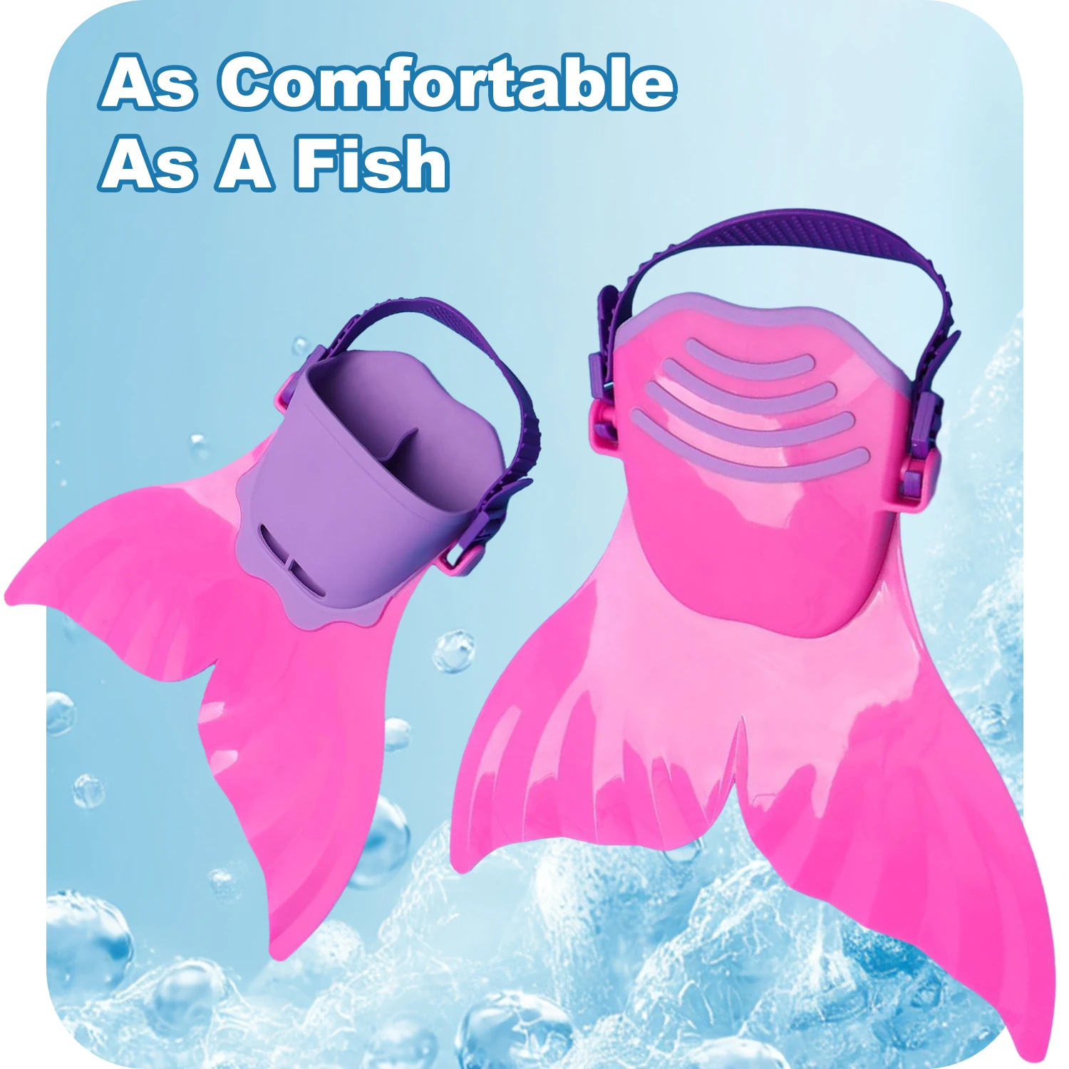 زعانف سيليكون حورية البحر قابلة للتعديل للتدريب على السباحة والشاطئ، زعانف صلبة ناعمة للجسم مع 3 مقابض مضادة للانزلاق، معدات تنكرية للصور للأطفال