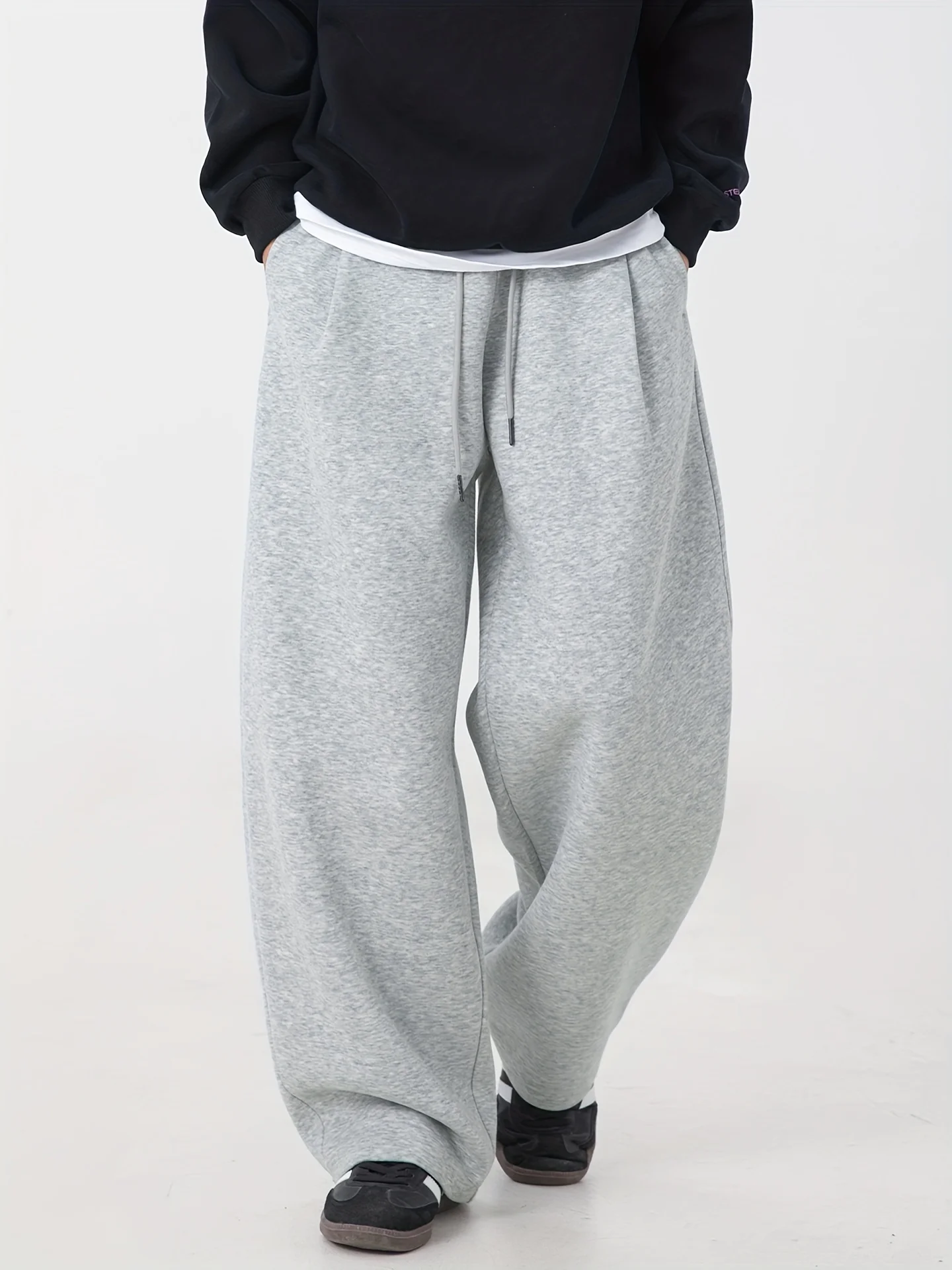

Men'S Loose-Fit Joggers - Light Grey Pants with Drawstring Waist, Relaxed Fit Casual Trousers for Everyday & Formal Wear