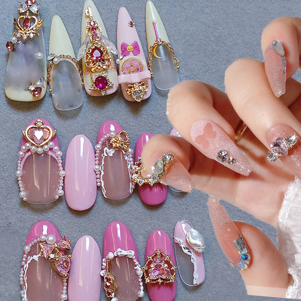 10Pcs Sailor Gril Maniküre Schmuck Strass 8*10mm 3D Zirkon Diamant Dekoration 2023 Schöne Mädchen Liebe-herz Nail Kristall 8 *
