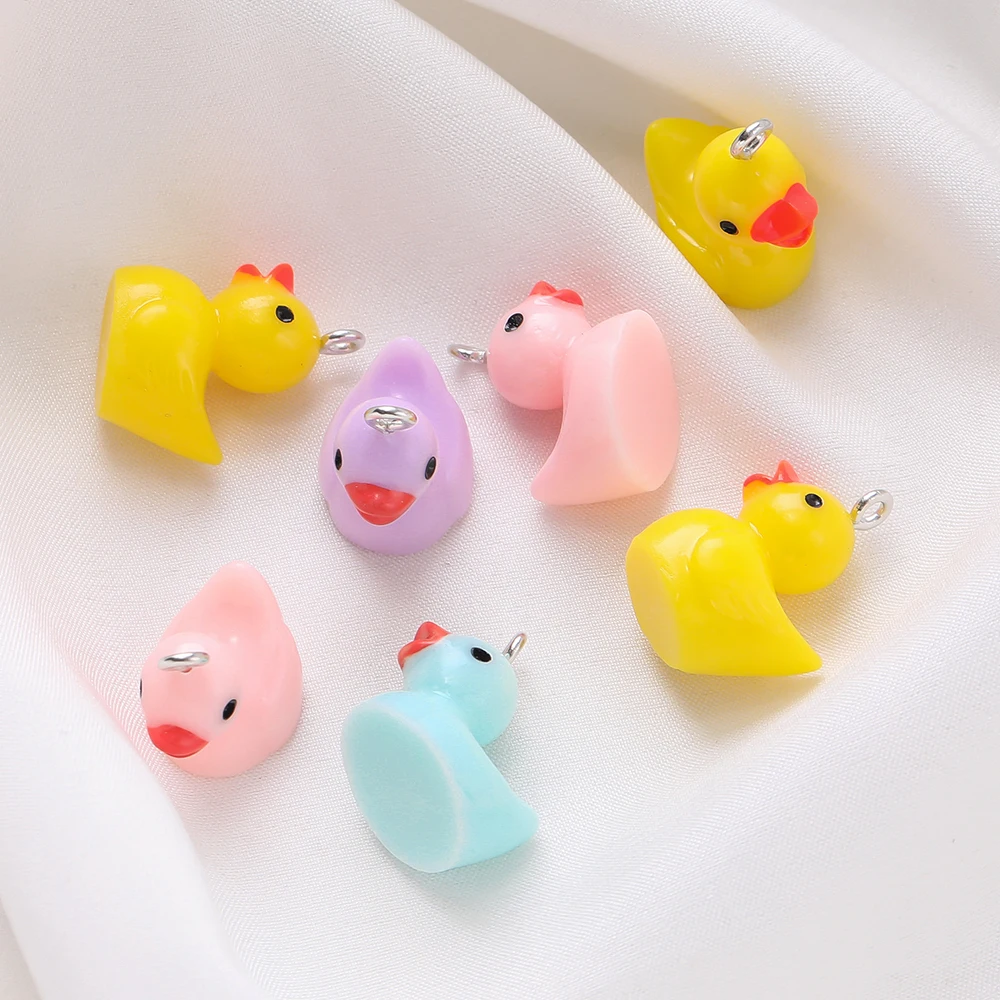 10pcs 17.5x18.5mm 3D Duck Resin Charms Cute Animal Pendant For Jewelry Making Diy Earrings Keychain Crafts Accessories