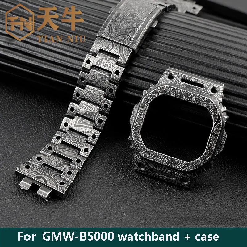 For Casio G-SHOCK Metal suit DW-5600 GW-B5600 GW-M5610 GMW-B5000 retro old retrofitted metal stainless steel case+ watch strap