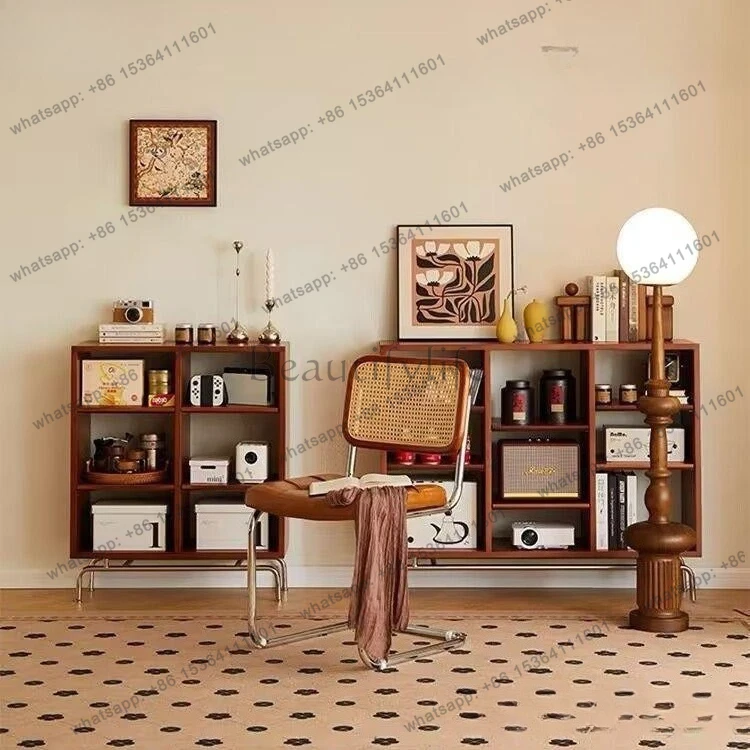 Simple and modern solid wood display shelf, bedroom bookshelf, multi-layer combined cabinet, floor-to-ceiling storage cabinet